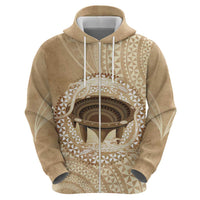 Tonga Skink Kava Bowl Zip Hoodie Vintage Tongan Ngatu Pattern LT14 - Polynesian Pride