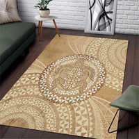 Tonga Ngatu Turtle Area Rug Vintage Tongan Tapa Cloth LT14 Brown - Polynesian Pride