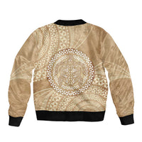 Tonga Ngatu Turtle Bomber Jacket Vintage Tongan Tapa Cloth LT14 - Polynesian Pride
