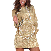 Tonga Ngatu Turtle Hoodie Dress Vintage Tongan Tapa Cloth LT14 Brown - Polynesian Pride