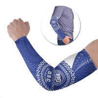 Queen Salote College 100th Anniversary Personalized Arm Sleeves Est 1926 Kolisi Fefine Tongan Ngatu Pattern LT14 Set of 2 Blue - Polynesian Pride