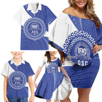 Queen Salote College 100th Anniversary Personalized Family Matching Off Shoulder Short Dress and Hawaiian Shirt Est 1926 Kolisi Fefine Tongan Ngatu Pattern