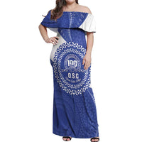 Queen Salote College 100th Anniversary Personalized Off Shoulder Maxi Dress Est 1926 Kolisi Fefine Tongan Ngatu Pattern