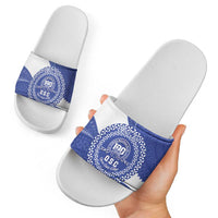 Queen Salote College 100th Anniversary Personalized Slide Sandals Est 1926 Kolisi Fefine Tongan Ngatu Pattern LT14 - Polynesian Pride