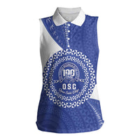 Queen Salote College 100th Anniversary Personalized Women Sleeveless Polo Shirt Est 1926 Kolisi Fefine Tongan Ngatu Pattern