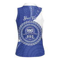 Queen Salote College 100th Anniversary Personalized Women Sleeveless Polo Shirt Est 1926 Kolisi Fefine Tongan Ngatu Pattern