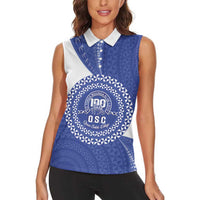 Queen Salote College 100th Anniversary Personalized Women Sleeveless Polo Shirt Est 1926 Kolisi Fefine Tongan Ngatu Pattern