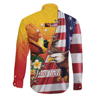 Personalised United States And Papua New Guinea Family Matching Mermaid Dress and Hawaiian Shirt USA Eagle With PNG Bird Of Paradise LT14 - Polynesian Pride