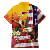 Personalised United States And Papua New Guinea Family Matching Short Sleeve Bodycon Dress and Hawaiian Shirt USA Eagle With PNG Bird Of Paradise