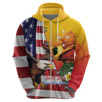 Personalised United States And Papua New Guinea Hoodie USA Eagle With PNG Bird Of Paradise LT14 - Polynesian Pride