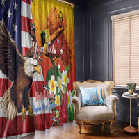 Personalised United States And Papua New Guinea Window Curtain USA Eagle With PNG Bird Of Paradise