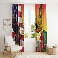 Personalised United States And Hawaii Window Curtain USA Eagle With Hawaiian Shark Tattoo LT14 - Polynesian Pride