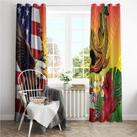 Personalised United States And Hawaii Window Curtain USA Eagle With Hawaiian Shark Tattoo LT14 - Polynesian Pride