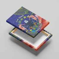 Personalised United States And Cook Islands Canvas Wall Art USA Eagle Mix Polynesian Pattern