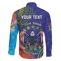 Personalised United States And Cook Islands Family Matching Mermaid Dress and Hawaiian Shirt USA Eagle Mix Polynesian Pattern LT14 - Polynesian Pride
