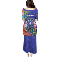 Personalised United States And Cook Islands Family Matching Puletasi and Hawaiian Shirt USA Eagle Mix Polynesian Pattern