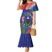 Personalised United States And Cook Islands Mermaid Dress USA Eagle Mix Polynesian Pattern