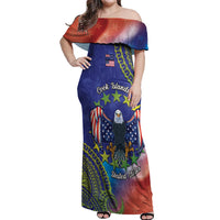 Personalised United States And Cook Islands Off Shoulder Maxi Dress USA Eagle Mix Polynesian Pattern
