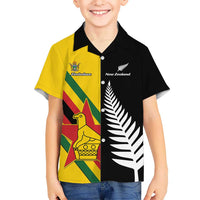 Custom New Zealand and Zimbabwe Hawaiian Shirt NZ Fern Zim Flag Half Style LT14 - Polynesian Pride