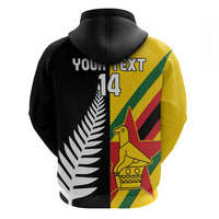 Custom New Zealand and Zimbabwe Zip Hoodie NZ Fern Zim Flag Half Style LT14 - Polynesian Pride