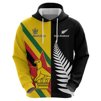 Custom New Zealand and Zimbabwe Zip Hoodie NZ Fern Zim Flag Half Style LT14 - Polynesian Pride