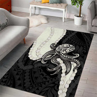 Black Polynesia Tribal Octopus Tattoo Area Rug Pikake Lei Polynesian Pattern LT14 - Polynesian Pride