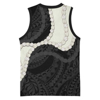 Black Polynesia Tribal Octopus Tattoo Basketball Jersey Pikake Lei Polynesian Pattern