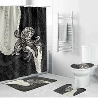 Black Polynesia Tribal Octopus Tattoo Bathroom Set Pikake Lei Polynesian Pattern LT14 Bathroom Set (4 pcs) Black - Polynesian Pride