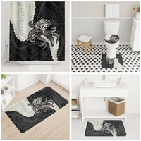 Black Polynesia Tribal Octopus Tattoo Bathroom Set Pikake Lei Polynesian Pattern LT14 - Polynesian Pride