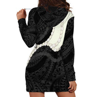 Black Polynesia Tribal Octopus Tattoo Hoodie Dress Pikake Lei Polynesian Pattern