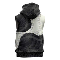 Black Polynesia Tribal Octopus Tattoo Sleeveless Zip Hoodie Pikake Lei Polynesian Pattern LT14 - Polynesian Pride