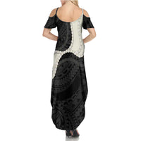Black Polynesia Tribal Octopus Tattoo Summer Maxi Dress Pikake Lei Polynesian Pattern LT14 - Polynesian Pride