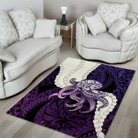 Purple Galaxy Polynesia Tribal Octopus Tattoo Area Rug Pikake Lei Polynesian Pattern LT14 - Polynesian Pride