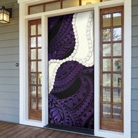 Purple Galaxy Polynesia Tribal Octopus Tattoo Door Cover Pikake Lei Polynesian Pattern