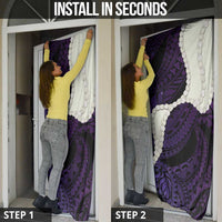 Purple Galaxy Polynesia Tribal Octopus Tattoo Door Cover Pikake Lei Polynesian Pattern