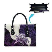 Purple Galaxy Polynesia Tribal Octopus Tattoo Leather Bag Pikake Lei Polynesian Pattern