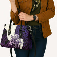Purple Galaxy Polynesia Tribal Octopus Tattoo Leather Bag Pikake Lei Polynesian Pattern
