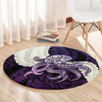 Purple Galaxy Polynesia Tribal Octopus Tattoo Round Carpet Pikake Lei Polynesian Pattern LT14 - Polynesian Pride
