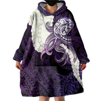 Purple Galaxy Polynesia Tribal Octopus Tattoo Wearable Blanket Hoodie Pikake Lei Polynesian Pattern