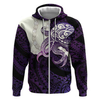 Purple Galaxy Polynesia Tribal Octopus Tattoo Zip Hoodie Pikake Lei Polynesian Pattern LT14 Zip Hoodie Purple - Polynesian Pride