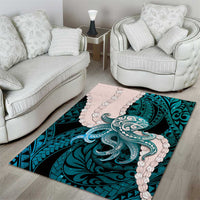 Teal Galaxy Polynesia Tribal Octopus Tattoo Area Rug Pikake Lei Polynesian Pattern LT14 - Polynesian Pride