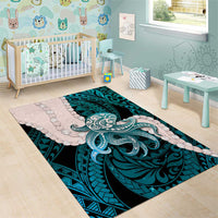 Teal Galaxy Polynesia Tribal Octopus Tattoo Area Rug Pikake Lei Polynesian Pattern LT14 - Polynesian Pride