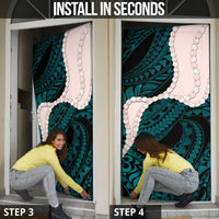 Teal Galaxy Polynesia Tribal Octopus Tattoo Door Cover Pikake Lei Polynesian Pattern LT14 - Polynesian Pride