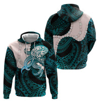 Teal Galaxy Polynesia Tribal Octopus Tattoo Hoodie Pikake Lei Polynesian Pattern LT14 - Polynesian Pride