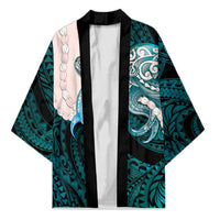 Teal Galaxy Polynesia Tribal Octopus Tattoo Kimono Pikake Lei Polynesian Pattern