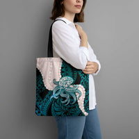Teal Galaxy Polynesia Tribal Octopus Tattoo Tote Bag Pikake Lei Polynesian Pattern LT14 - Polynesian Pride