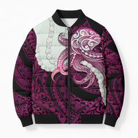 Pink Galaxy Polynesia Tribal Octopus Tattoo Bomber Puffer Jacket Pikake Lei Polynesian Pattern LT14 Unisex Pink - Polynesian Pride