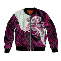Pink Galaxy Polynesia Tribal Octopus Tattoo Sleeve Zip Bomber Jacket Pikake Lei Polynesian Pattern LT14 Unisex Pink - Polynesian Pride