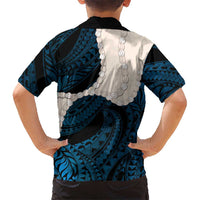 Blue Galaxy Polynesia Tribal Octopus Tattoo Family Matching Tank Maxi Dress and Hawaiian Shirt Pikake Lei Polynesian Pattern