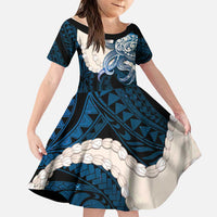 Blue Galaxy Polynesia Tribal Octopus Tattoo Family Matching Tank Maxi Dress and Hawaiian Shirt Pikake Lei Polynesian Pattern